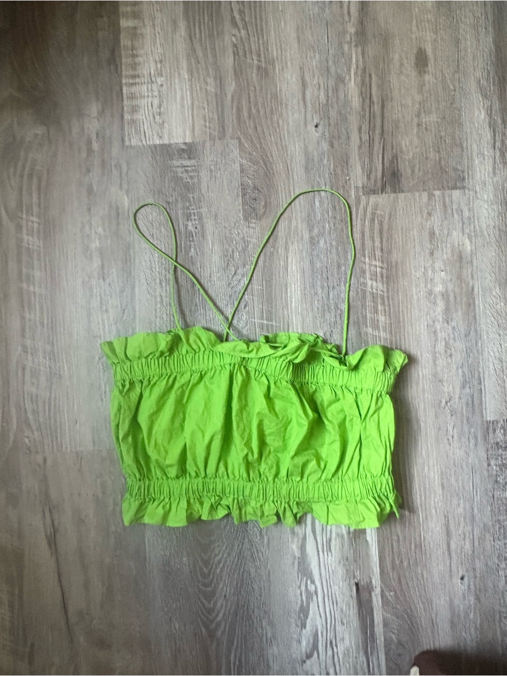 Women’s Lime Green Smocked Crop Tank Top